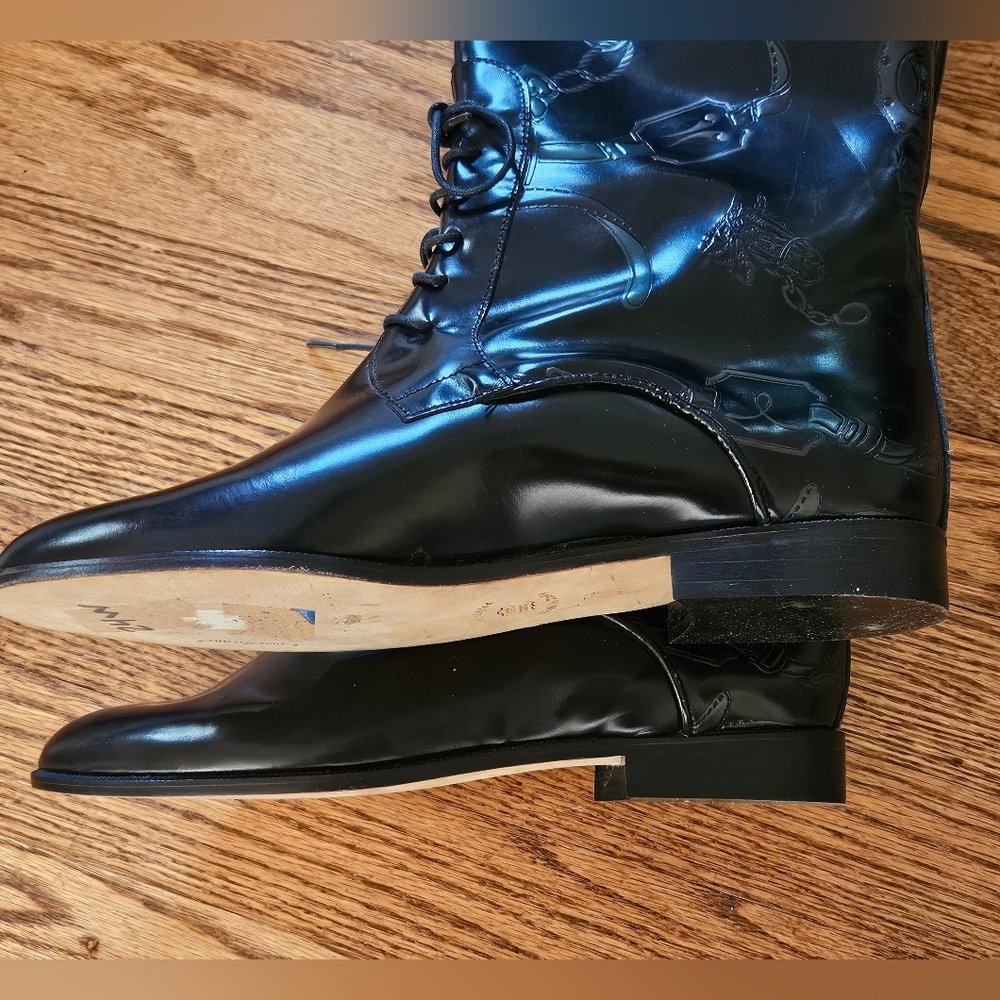 Larry Stuart Patterened Patent Leather Tall Knee High Boots-Size 7.5 - Picture 9 of 9